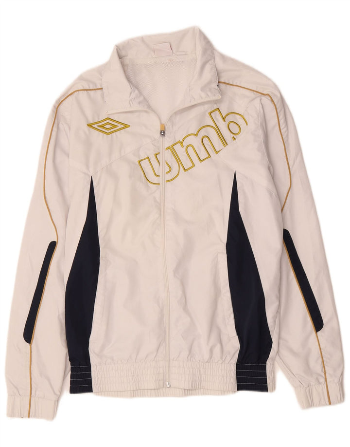 Jachetă de top pentru trening grafic Umbro pentru bărbați, mic, alb, din poliester
