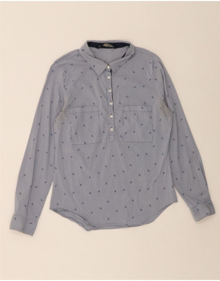 ZARA Womens Pullover Shirt UK 14 Large Blue Pinstripe Vintage Zara and Second-Hand Zara from Messina Hembry 