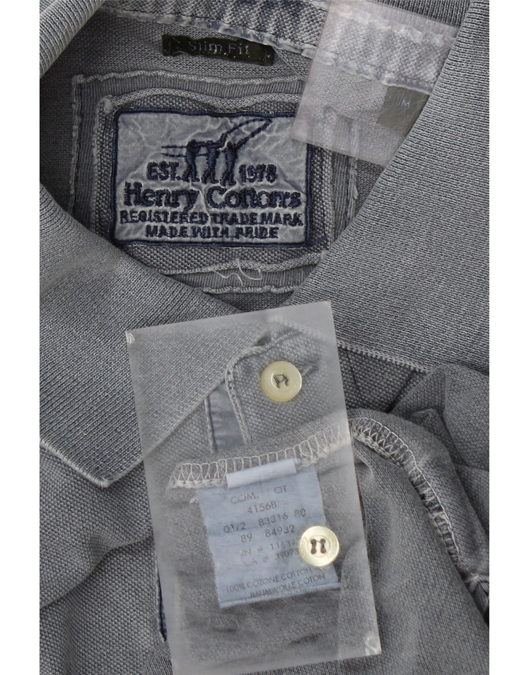 Tricou polo Henry Cottons pentru bărbați, bumbac gri mediu
