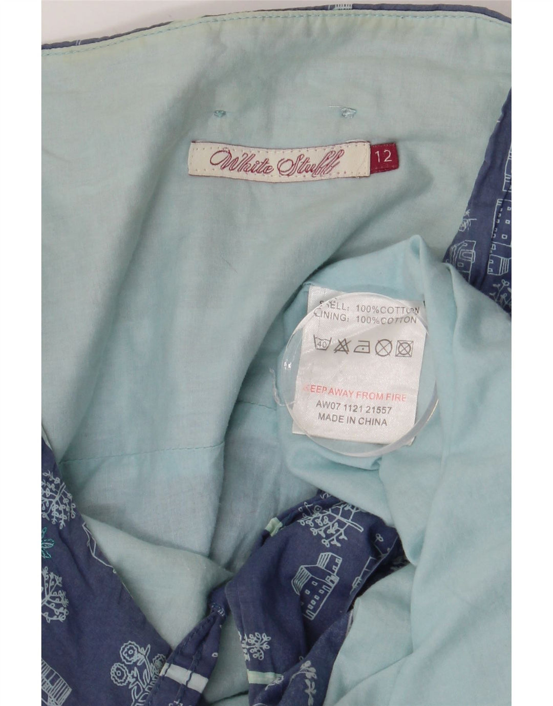 White Stuff Fustă A-Line pentru femei UK 12 Medium W30 Bumbac albastru