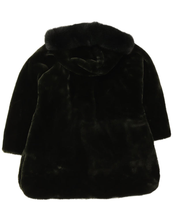 Pardesiu vintage pentru femei cu glugă din blană artificială UK 20 2XL Poliester verde