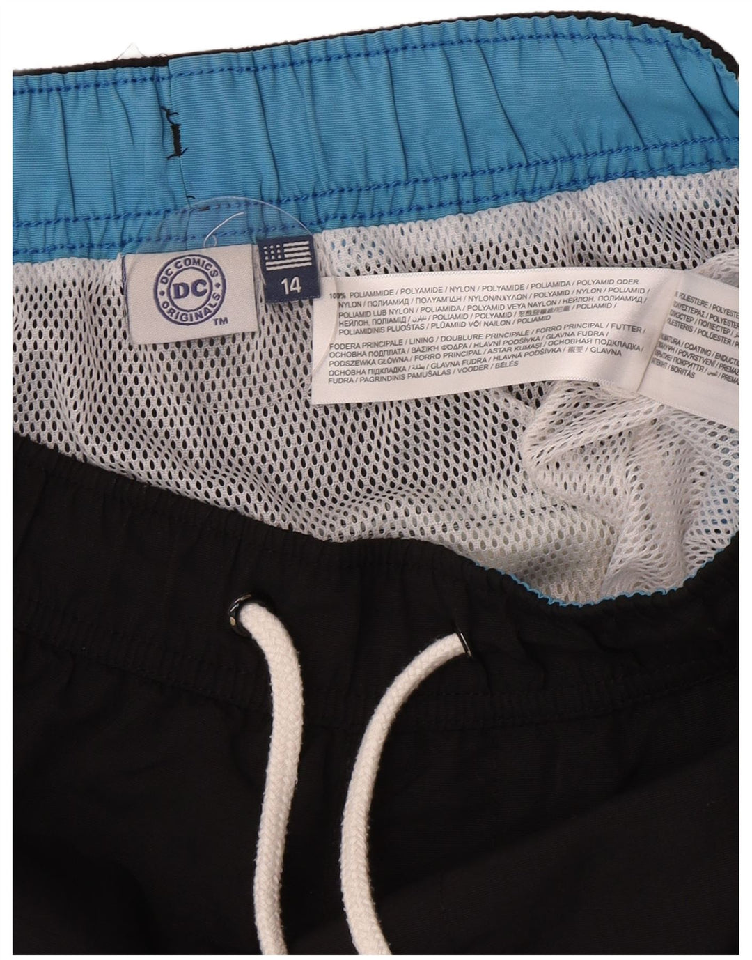 Pantaloni scurți de înot grafic pentru băieți DC 13-14 ani, negru, poliamidă color bloc