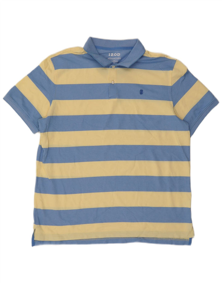 Tricou polo IZOD pentru bărbați XL, bumbac cu dungi albastre