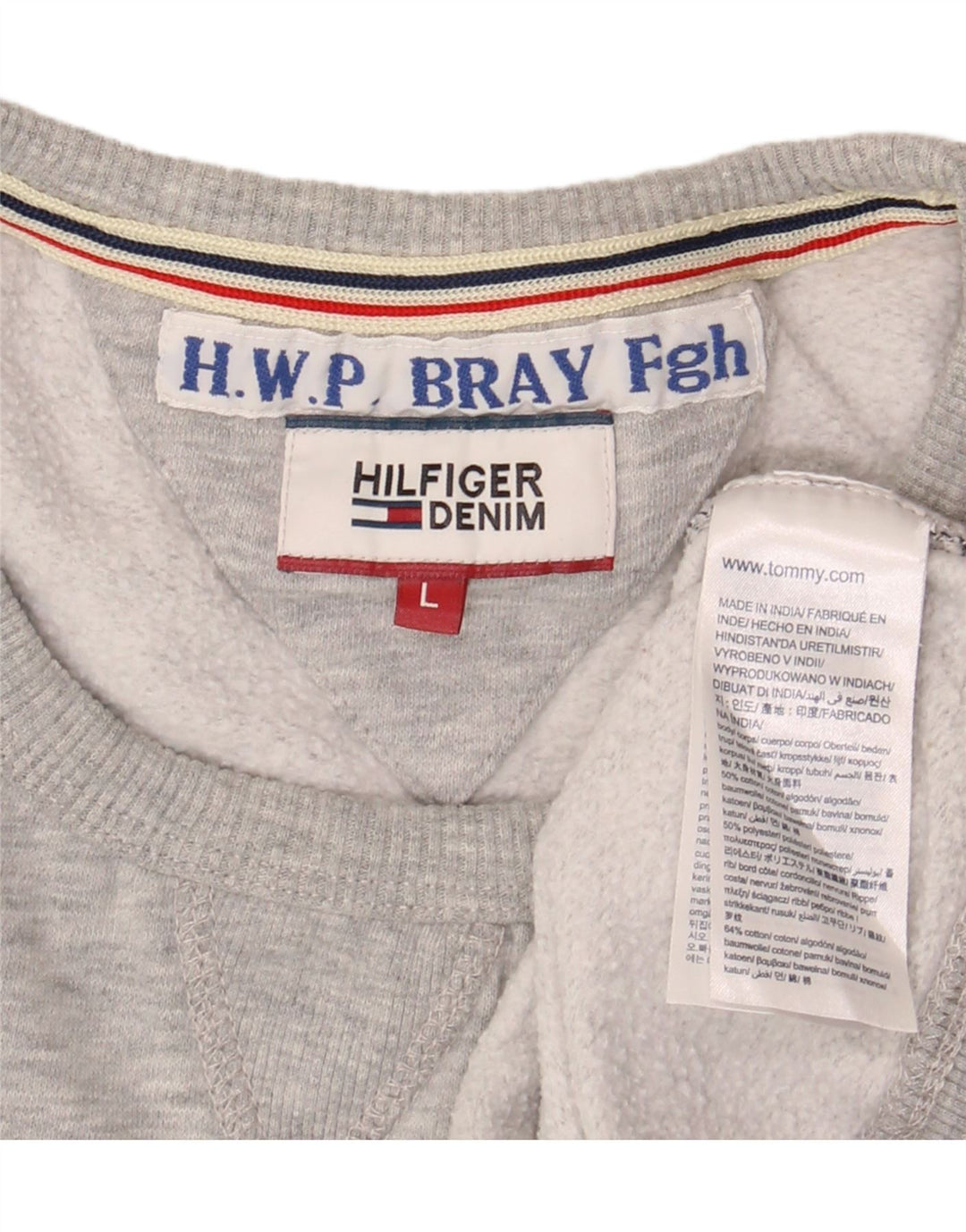 Hanorac grafic pentru bărbați Tommy Hilfiger Pulover mare din bumbac gri