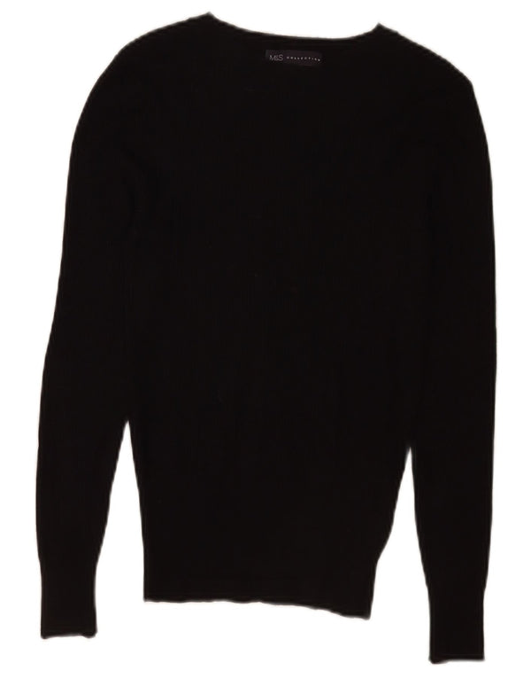 Pulover pentru femei Marks & Spencer, cu gât de barca, UK 8, mic, negru, viscoză