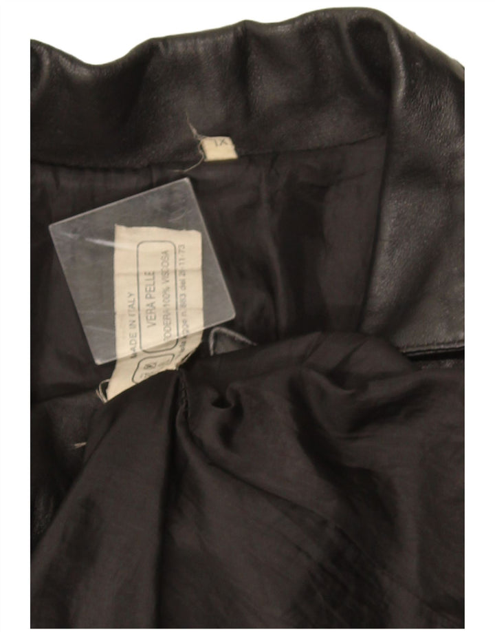 Palton din piele vintage pentru femei UK 18 XL din piele neagră