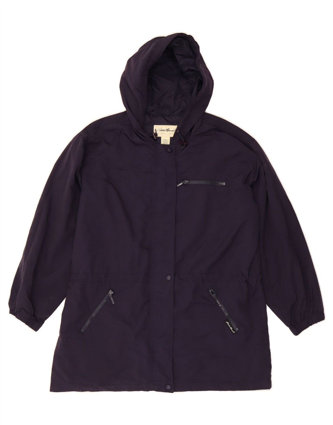 EDDIE BAUER Womens Hooded Raincoat UK 16 Large Navy Blue Nylon Vintage Eddie Bauer and Second-Hand Eddie Bauer from Messina Hembry 