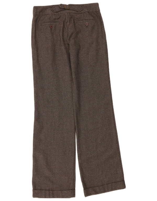 Topshop Pantaloni chino înalți pentru femei UK 10 Small W30 L35 Brown Herringbone