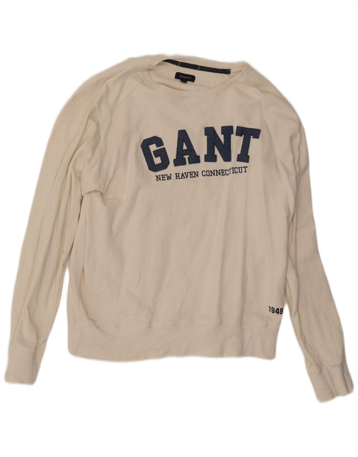 Hanorac grafic pentru bărbați Gant Jumper XL Bumbac alb