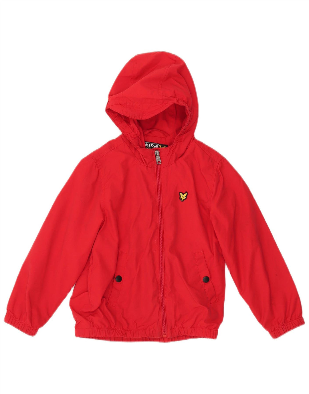 Jachetă de vânt cu glugă Lyle & Scott pentru băieți, 5-6 ani, bumbac roșu