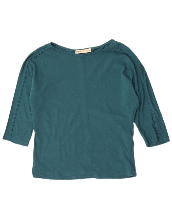 Top femei Oasis cu mâneci 3/4 UK 10 mic verde bumbac