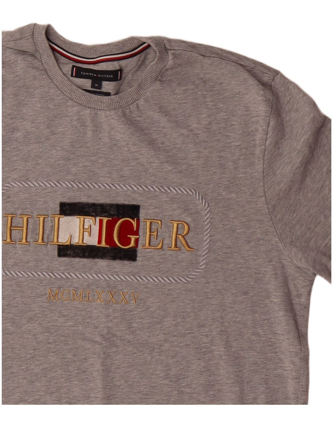 Tricou grafic pentru bărbați Tommy Hilfiger Top din bumbac gri mediu