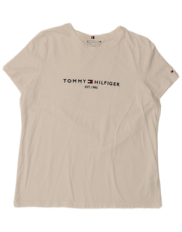Tricou grafic Tommy Hilfiger pentru femei Top UK 20 2XL Bumbac alb