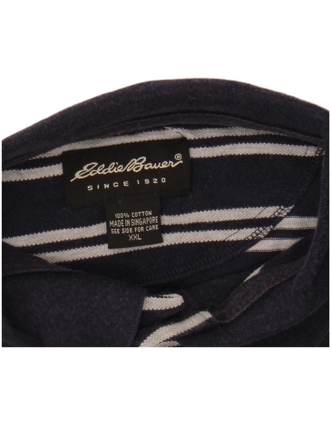 Cămașă polo Eddie Bauer pentru bărbați 2XL, bumbac cu dungi albastru bleumarin