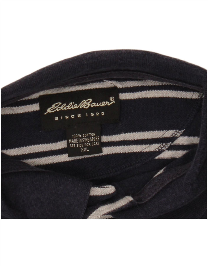 Cămașă polo Eddie Bauer pentru bărbați 2XL, bumbac cu dungi albastru bleumarin