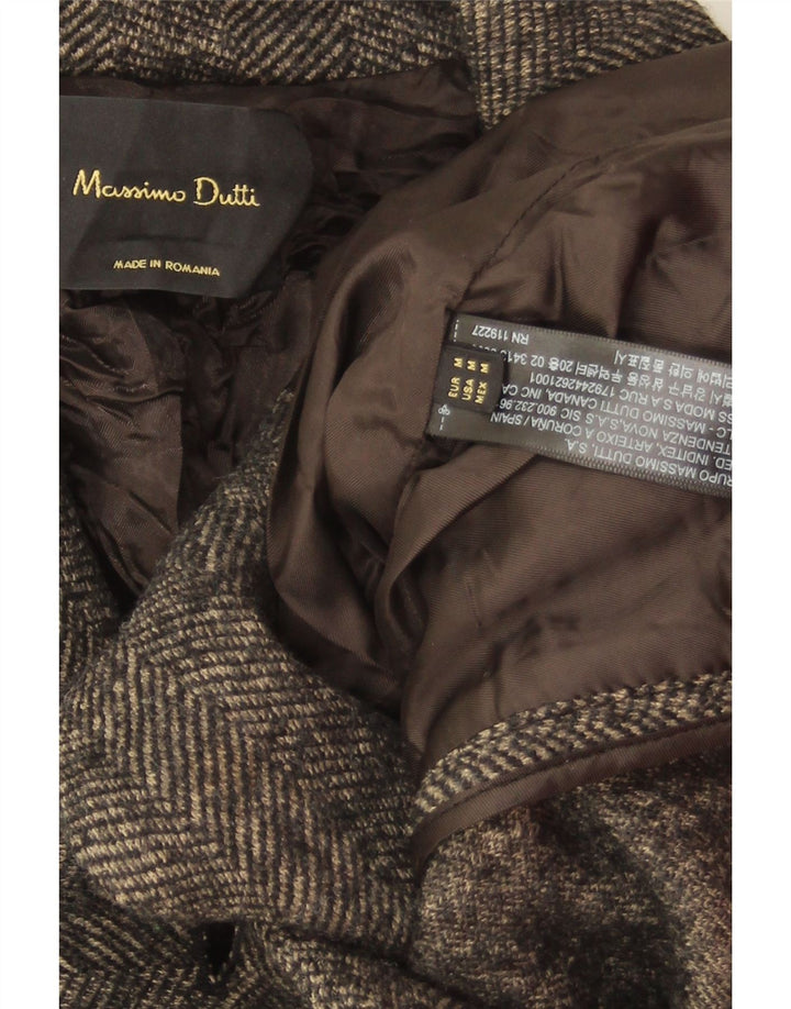 Massimo Dutti Jachetă Blazer pentru femei cu 1 nasture UK 14 Medium Gris Herringbone