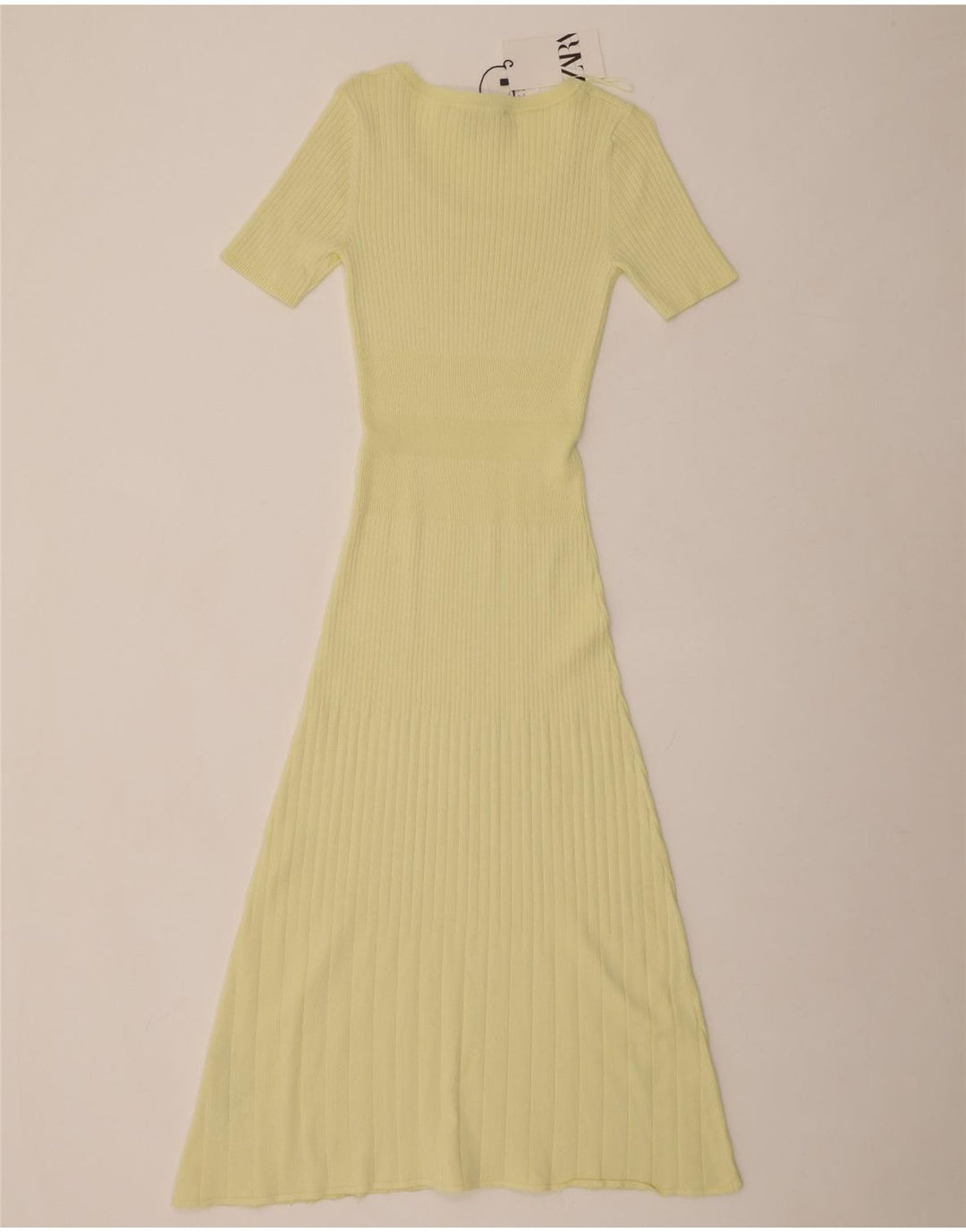 Rochie de pulover cu mâneci scurte pentru femei ZARA UK 8 Mic galben viscoză