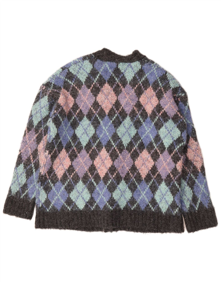 Pulover cardigan pentru femei Zara UK 10 mic multicolor Argyle/Diamant
