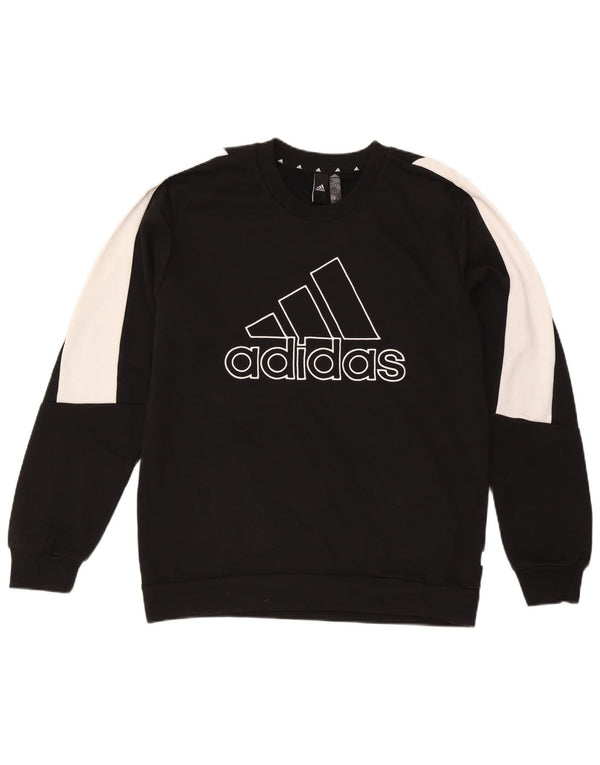 Hanorac grafic pentru bărbați Adidas Jumper mediu negru, bumbac color bloc