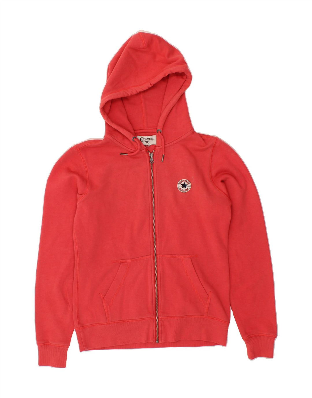 CONVERSE Womens Zip Hoodie Sweater UK 12 Medium Red Cotton Vintage Converse and Second-Hand Converse from Messina Hembry 