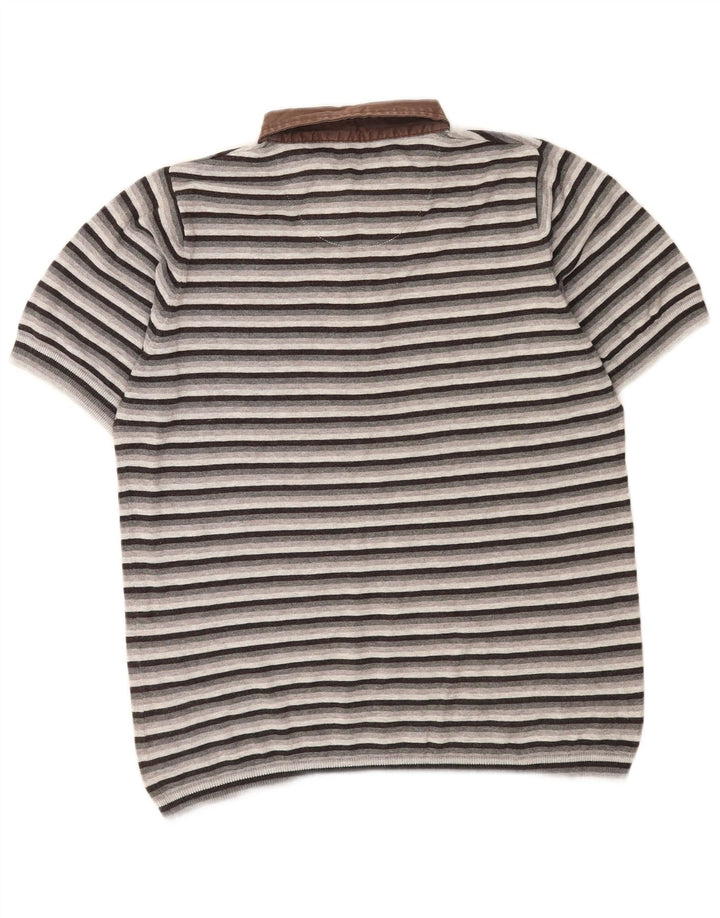 Tricou polo Marks & Spencer pentru bărbați cu dungi, gri mediu, poliester