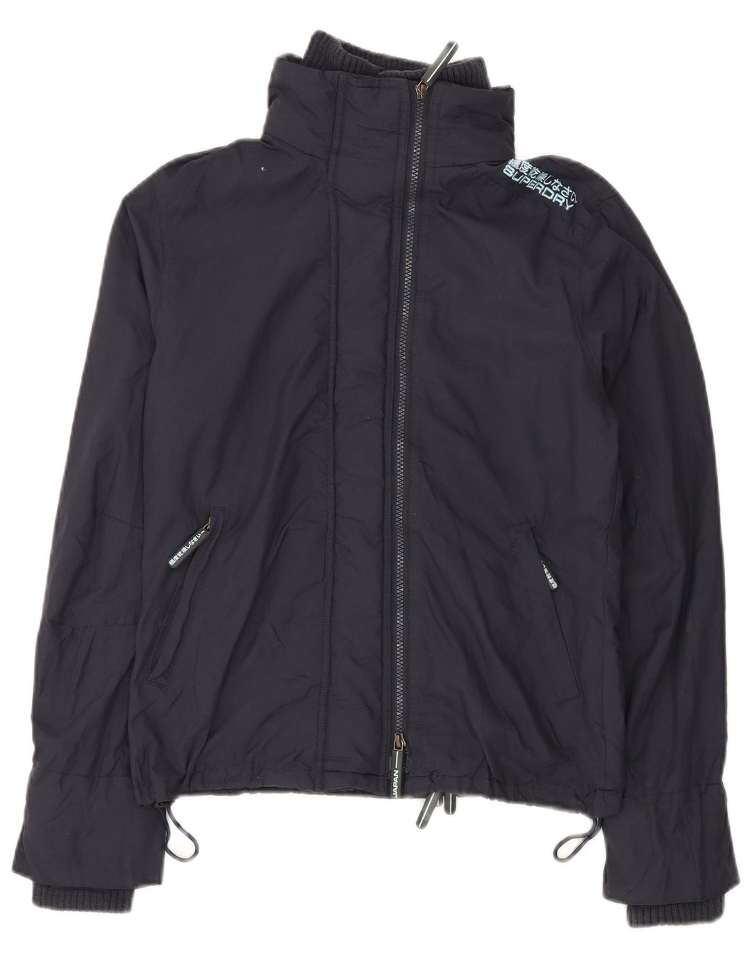 SUPERDRY Jachetă de ploaie cu grafică pentru femei UK 16 mare nailon bleumarin