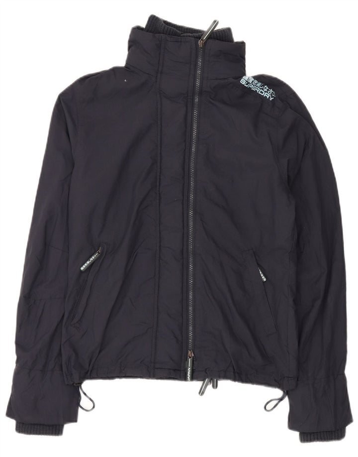 SUPERDRY Jachetă de ploaie cu grafică pentru femei UK 16 mare nailon bleumarin