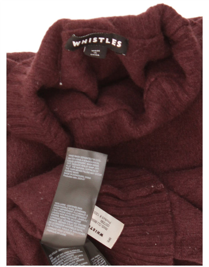Whistles Pulover crop cu gât țestoasă pentru femei UK 14 Lână maro medie