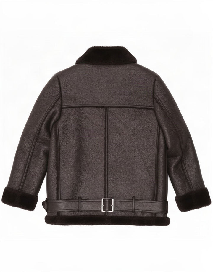 Jachetă Sherpa pentru femei Zara UK 10 Poliester negru mic