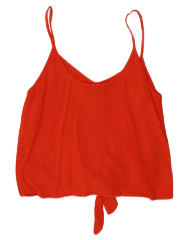 Topshop pentru femei Crop Front Tie Cami Top UK 8 Small Red Viscose