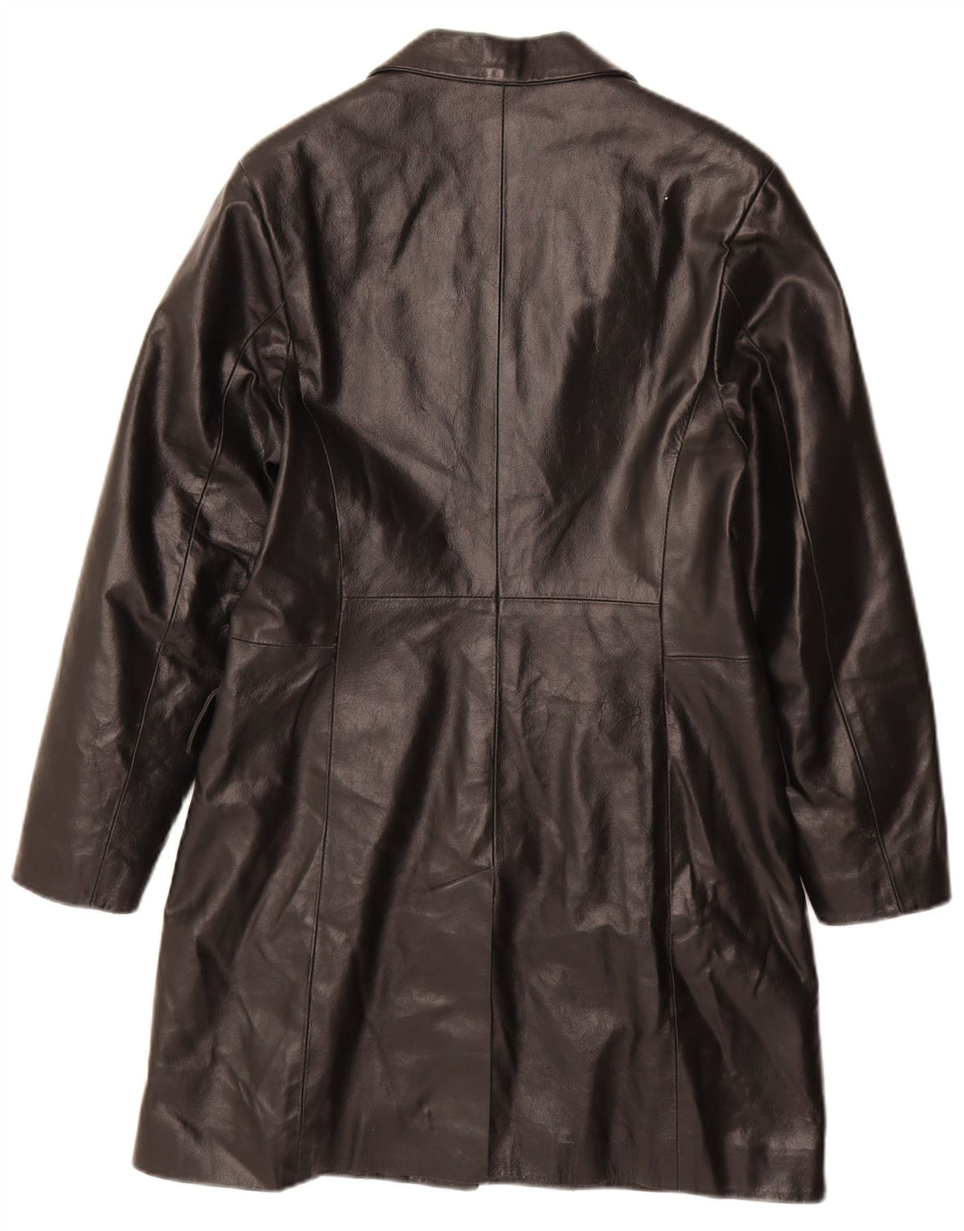VINTAGE Womens Leather Coat UK 12 Medium Black Leather