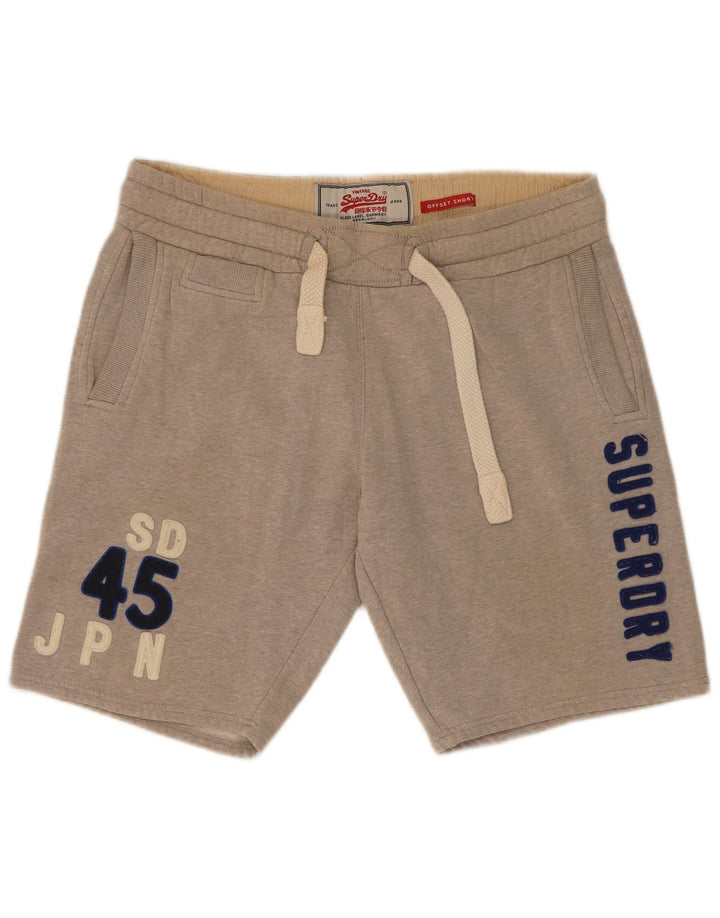 Pantaloni scurți de sport grafic Superdry pentru bărbați, bumbac cu pete, gri mediu