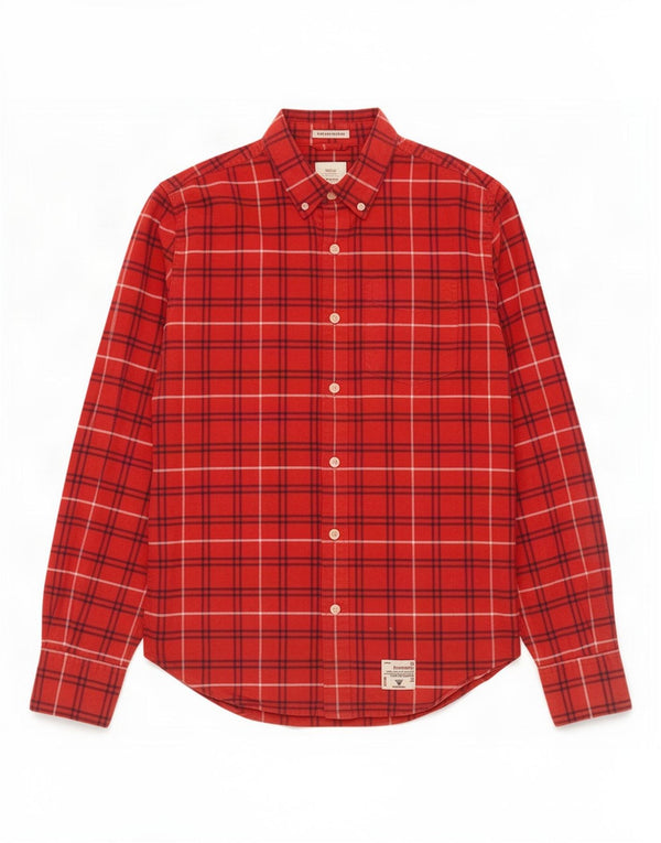 Superdry Mens Flannel Shirt Large Red Check Cotton