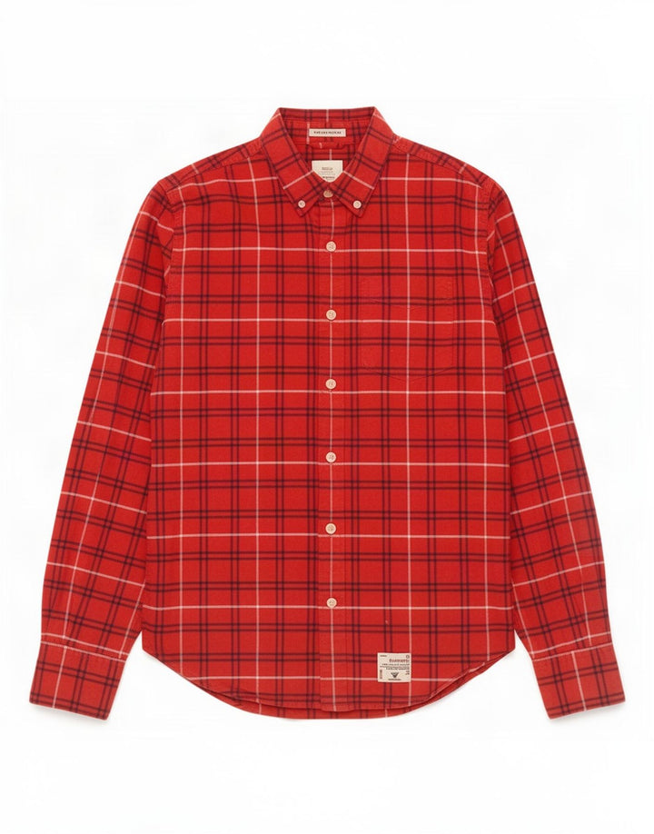 Cămașă de flanel pentru bărbați Superdry, bumbac cu carouri roșii mari