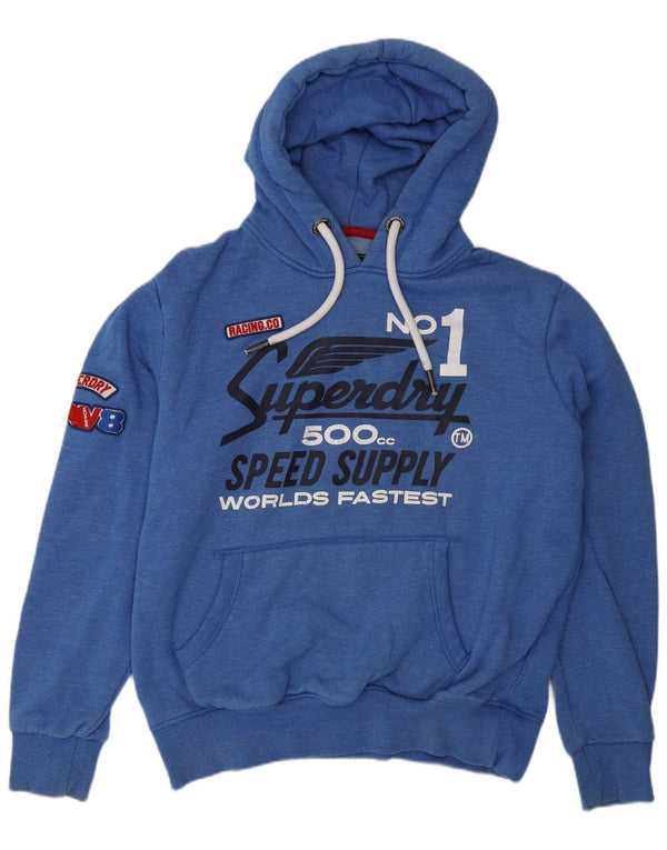 Pulover cu glugă grafic Superdry pentru bărbați, bumbac albastru 2XL