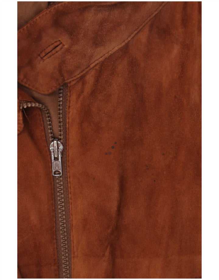 Geaca Bomber din piele intoarsa pentru barbati vintage IT 52 XL din piele maro