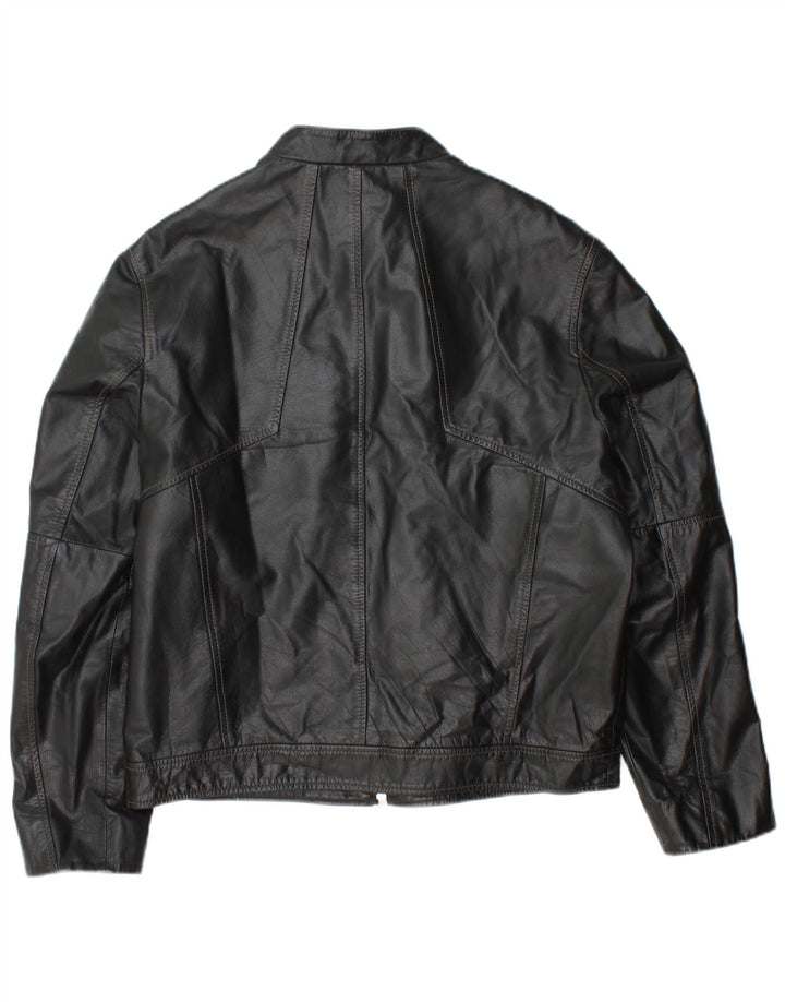 DAVID MAYER Jachetă de piele pentru bărbați UK 38 Medium Black Leather