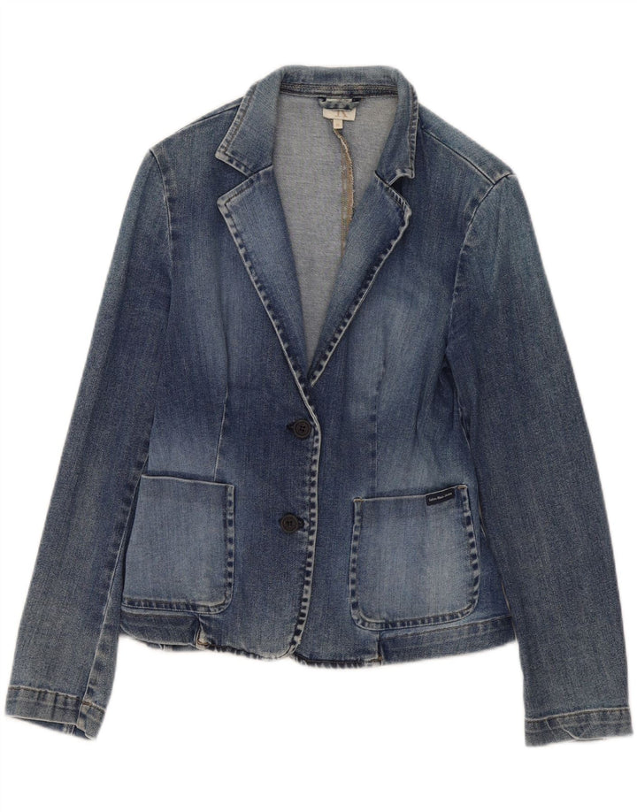 Jachetă Calvin Klein pentru femei din denim cu 2 nasturi, UK 12, bumbac albastru mediu