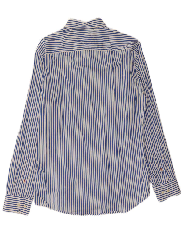TOMMY HILFIGER Mens Regular Fit Shirt Medium Blue Pinstripe Cotton
