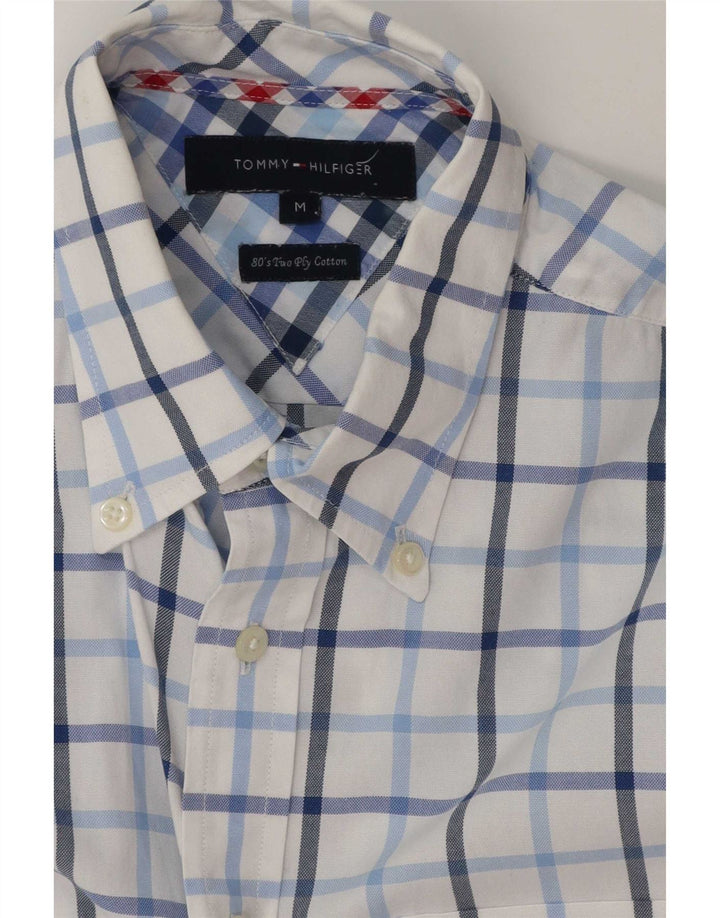Cămașă cu mânecă scurtă Tommy Hilfiger pentru bărbați, bumbac cu carouri alb mediu