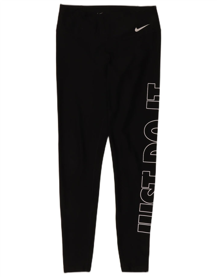 Leggings Nike Dri Fit Graphic pentru femei UK 10 Poliester negru mic