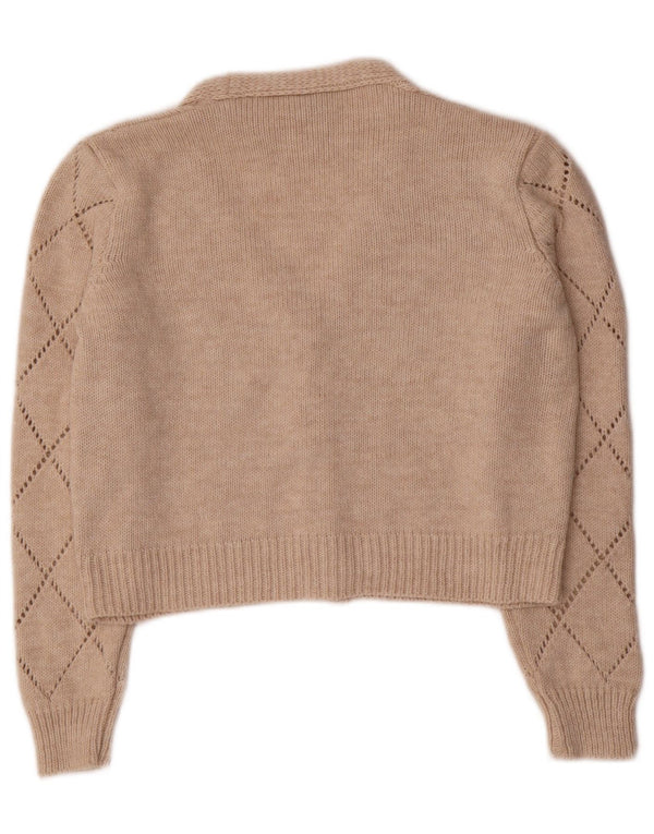 Pulover cardigan crop pentru femei Vaniza UK 14 Medium Gri Floral Acrylic