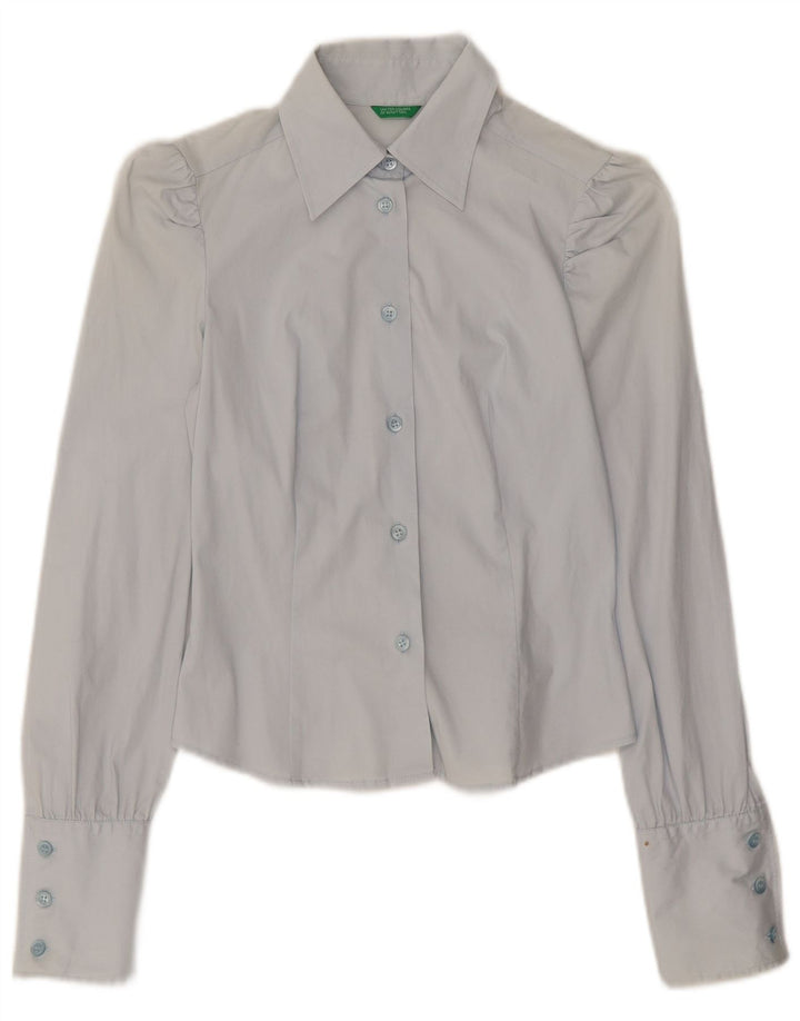 Cămașă Crop Benetton pentru femei UK 8 Small Blue