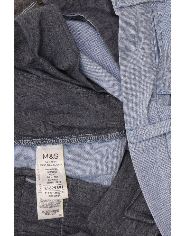Pantaloni scurți chino pentru bărbați Marks & Spencer W34, mare, albastru, bumbac