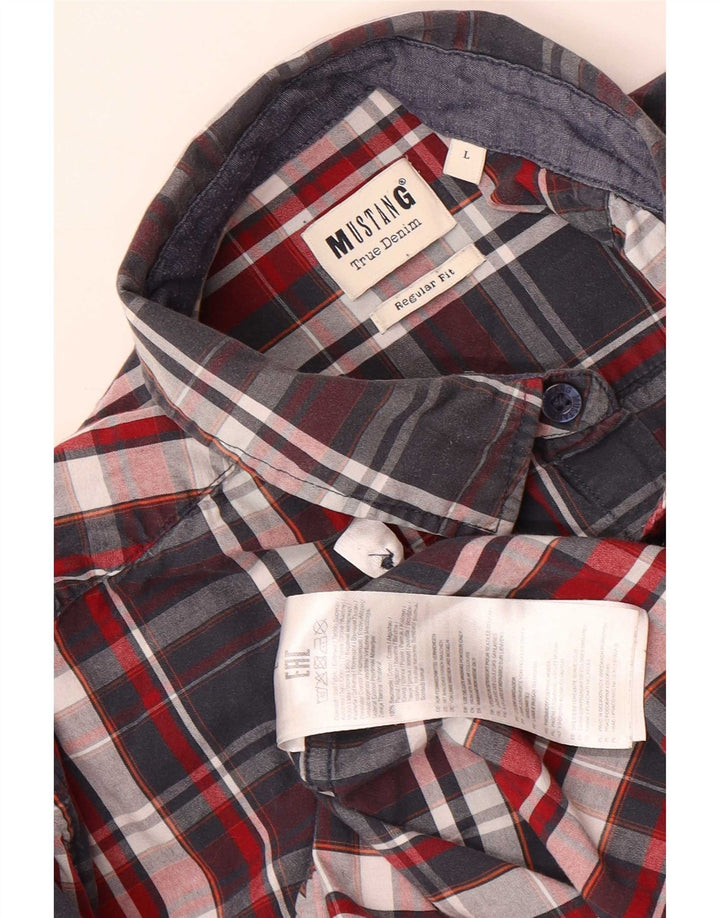 Cămașă pentru bărbați Mustang, cu tăiere obișnuită, mare, albastru, din bumbac