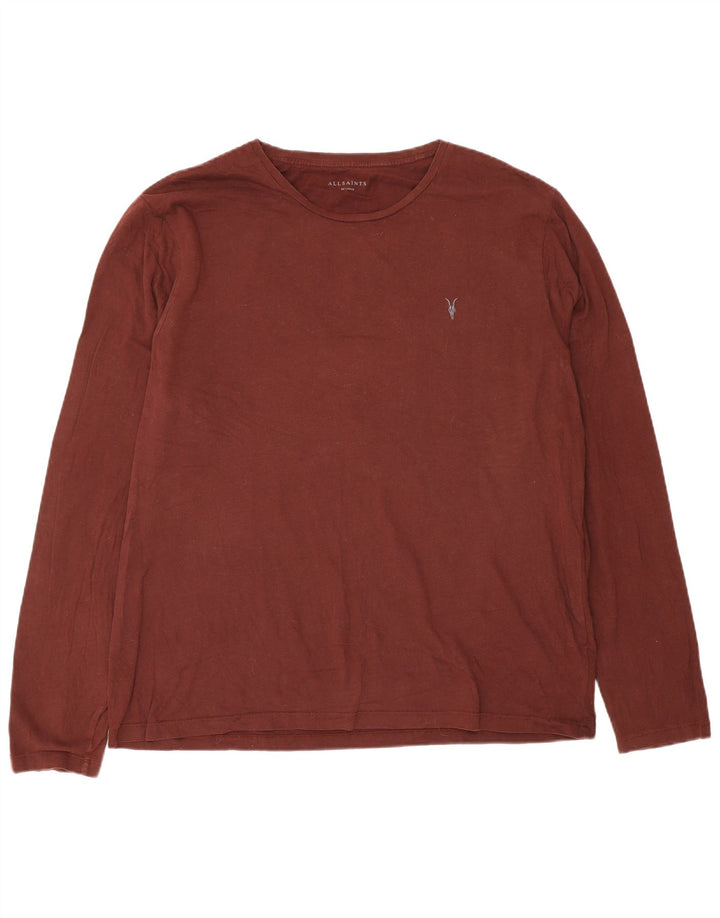 All Saints Top pentru bărbați cu mânecă lungă 2XL maro bumbac