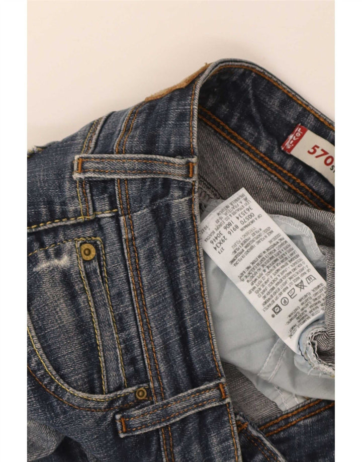 Blugi drepti 570 Crop Levi's pentru femei L29 L26 Bumbac albastru