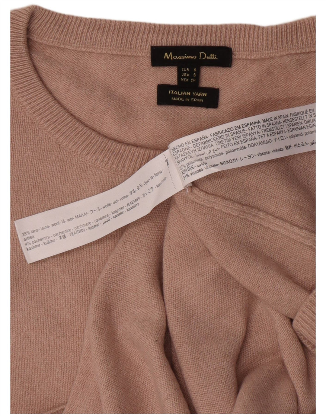 Pulover pentru femei Massimo Dutti cu gât de barcă UK 10 Mic Bej Poliamidă