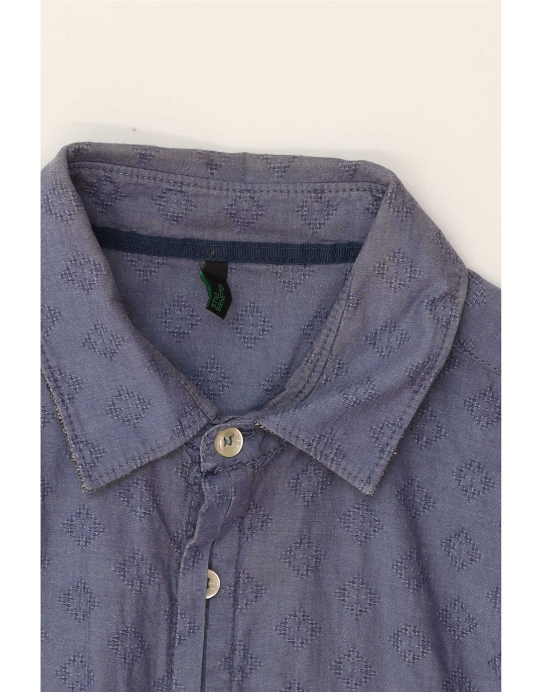 Cămașă Benetton Bărbați Mic Bleumarin Geometric