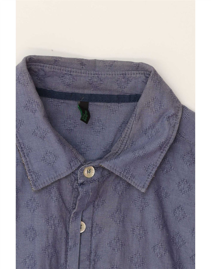 Cămașă Benetton Bărbați Mic Bleumarin Geometric